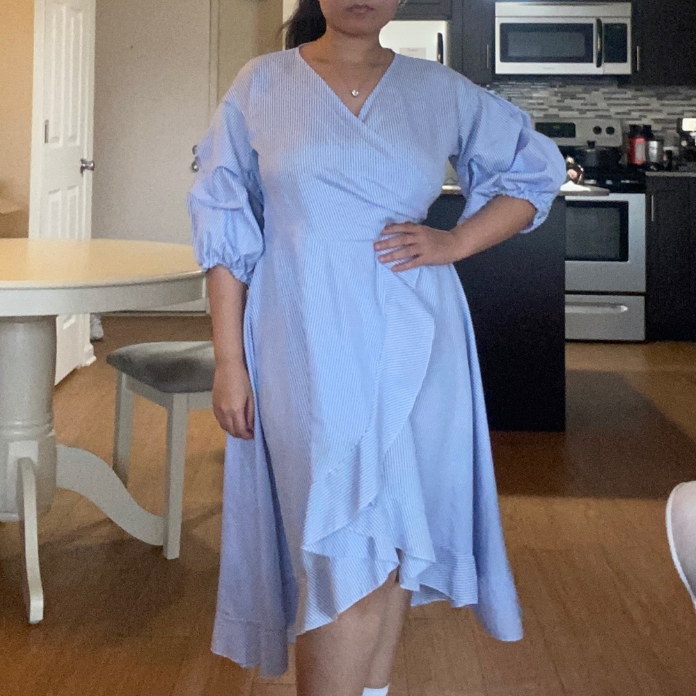 Ruffle Sleeve Wrap Dress